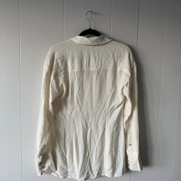 Anthropologie Pilcro Cream Casual Button Down Shirt Relaxed Fit - Picture 3 of 3